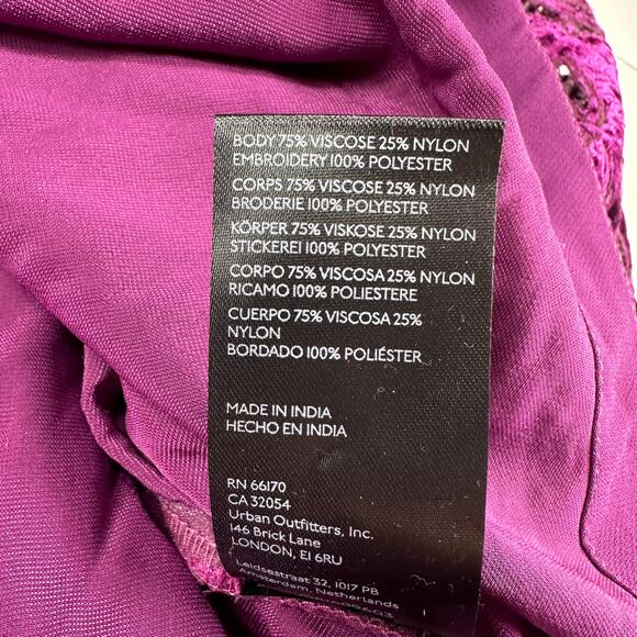 Anthropologie Top Womens Large Petite Purple Plum Velvet Cutout V Neck Bohemian - Picture 6 of 10